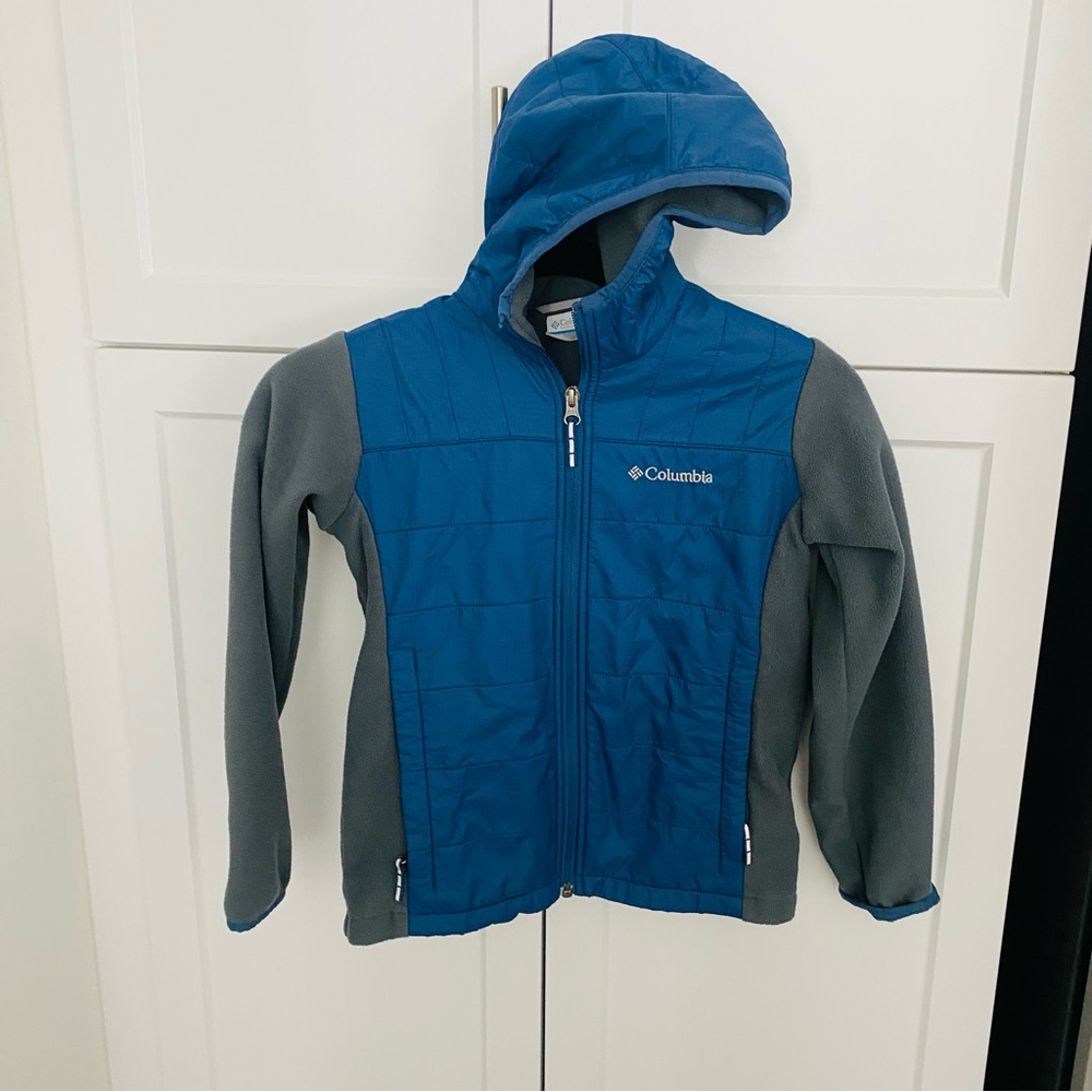 Columbia boys windbreaker fleece small hooded jacket blue
